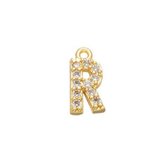 Alphabets Initial Letter American Diamonds Gold Copper Necklace Pendant Chain For Women