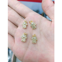 Hamsa Gold Zircon Copper Charm For Women