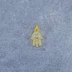 Hamsa Gold Zircon Copper Charm For Women