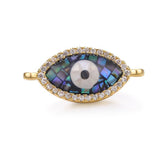 Evil Eye Oval Abalone Gold Zircon Copper Charm For Women