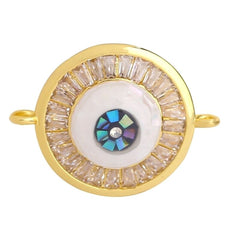 Evil Eye Round Abalone Black Silver Crystal Centre Pcs For Women