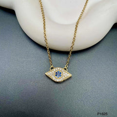 Oval Evil Eye Gold Zircon Copper Pendant Chain For Women
