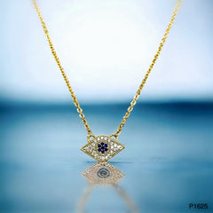 Oval Evil Eye Gold Zircon Copper Pendant Chain For Women