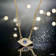 Oval Evil Eye Gold Zircon Copper Pendant Chain For Women