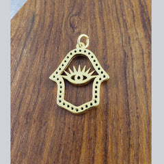 Hamsa Hand Black Gold Evil Eye Crystal Pendant For Women