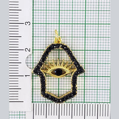 Hamsa Hand Black Gold Evil Eye Crystal Pendant For Women