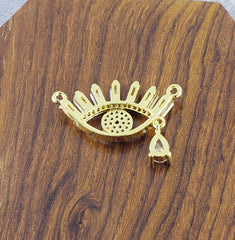 Drop Evil Eye Eyelash Gold Zircon Copper Charm For Women