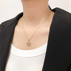 Copper Cubic Zirconia Gold Star Sign Sagitarius Necklace Pendant Chain For Women Girls