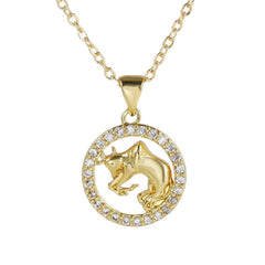 Copper Cubic Zirconia Gold Star Sign Sagitarius Necklace Pendant Chain For Women Girls