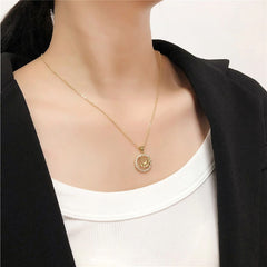 Copper Cubic Zirconia Gold Star Sign Sagitarius Necklace Pendant Chain For Women Girls