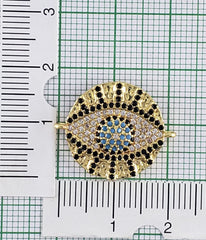 Round Evil Eye Gold Black Zircon Copper Charm For Women