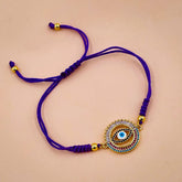 Evil eye Copper Multicolour Blue Cubic Zirconia Crystal Thread adjustable Bracelet Women