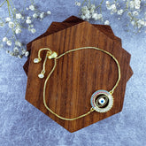 Evil Eye Round Cubic Zirconia Slider Adjustable Bracelet For Men