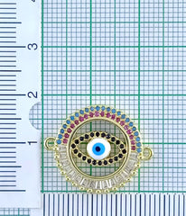 Round Evil Eye Gold Zircon Copper Charm For Women