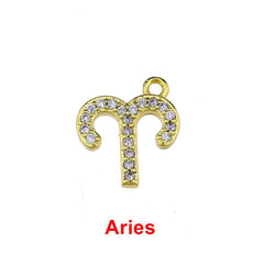 Tiny Zodiac Aries Gold Cubic Zirconia Copper Charm For Women