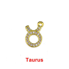 Tiny Zodiac Aries Gold Cubic Zirconia Copper Charm For Women
