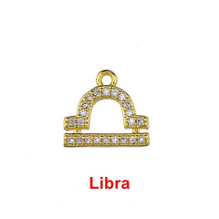 Tiny Zodiac Aries Gold Cubic Zirconia Copper Charm For Women