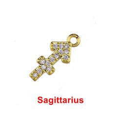 Tiny Zodiac Aries Gold Cubic Zirconia Copper Charm For Women