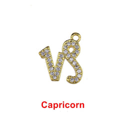 Tiny Zodiac Aries Gold Cubic Zirconia Copper Charm For Women