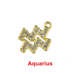 Tiny Zodiac Aries Gold Cubic Zirconia Copper Charm For Women