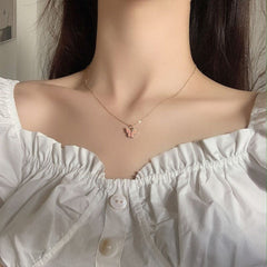 Copper Butterfly Gold Pink Peach Necklace Pendant Chain For Women