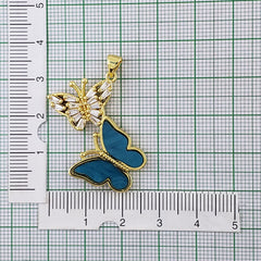 Dual Butterfly Gold Green Zircon Copper Charm For Women