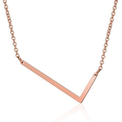 Sideways Alphabet Initial Large Letter Rose Gold Stainless Steel Pendant Necklace Women