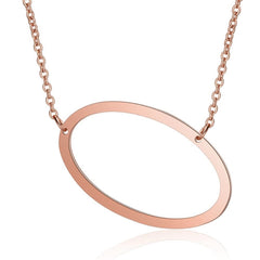 Sideways Alphabet Initial Large Letter Rose Gold Stainless Steel Pendant Necklace Women