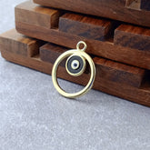 Round Evil Eye Brass Black Enamel Pendant Centre Pcs For Women