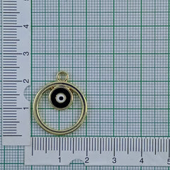 Round Evil Eye Brass Black Enamel Pendant Centre Pcs For Women
