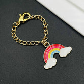 Rainbow Brass Gold Enamel Link Chain Watch Charm Chain For Women