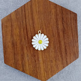 Daisy Flower Brass White Gold Enamel Pendant Center Pcs For Women