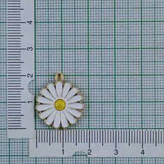 Daisy Flower Brass White Gold Enamel Pendant Center Pcs For Women