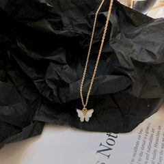 Butterfly White Gold Pendant Chain Necklace Women