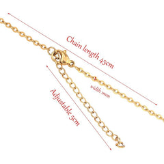 Flower Brass Green Gold Pendant Chain Necklace For Women