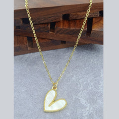 Heart Brass Light Pink Gold Pendant Chain Necklace For Women