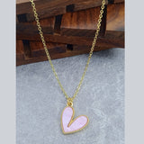 Heart Brass Light Pink Gold Pendant Chain Necklace For Women