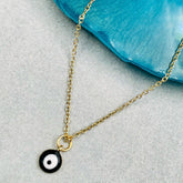 Brass With Enamel Black Gold Gold Evil Eye Pendant For Women Girls