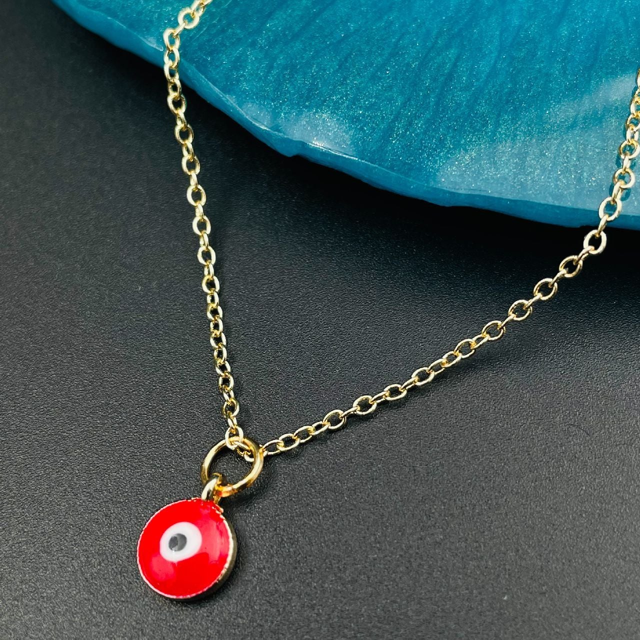 Brass With Enamel Red Gold Gold Evil Eye Pendant For Women Girls