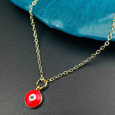 Brass With Enamel Red Gold Gold Evil Eye Pendant For Women Girls