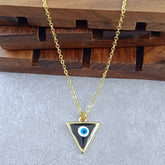 Triangle Evil Eye Black Gold Pendant Chain For Women