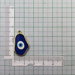 Amoeba Evil Eye Gold Blue Enamel Pendant For Women