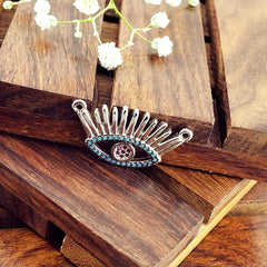 Eyelash Evil Eye Silver Blue American Diamond Pendant Centre Pcs For Women