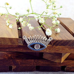 Eyelash Evil Eye Silver Blue American Diamond Pendant Centre Pcs For Women