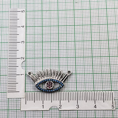 Eyelash Evil Eye Silver Blue American Diamond Pendant Centre Pcs For Women