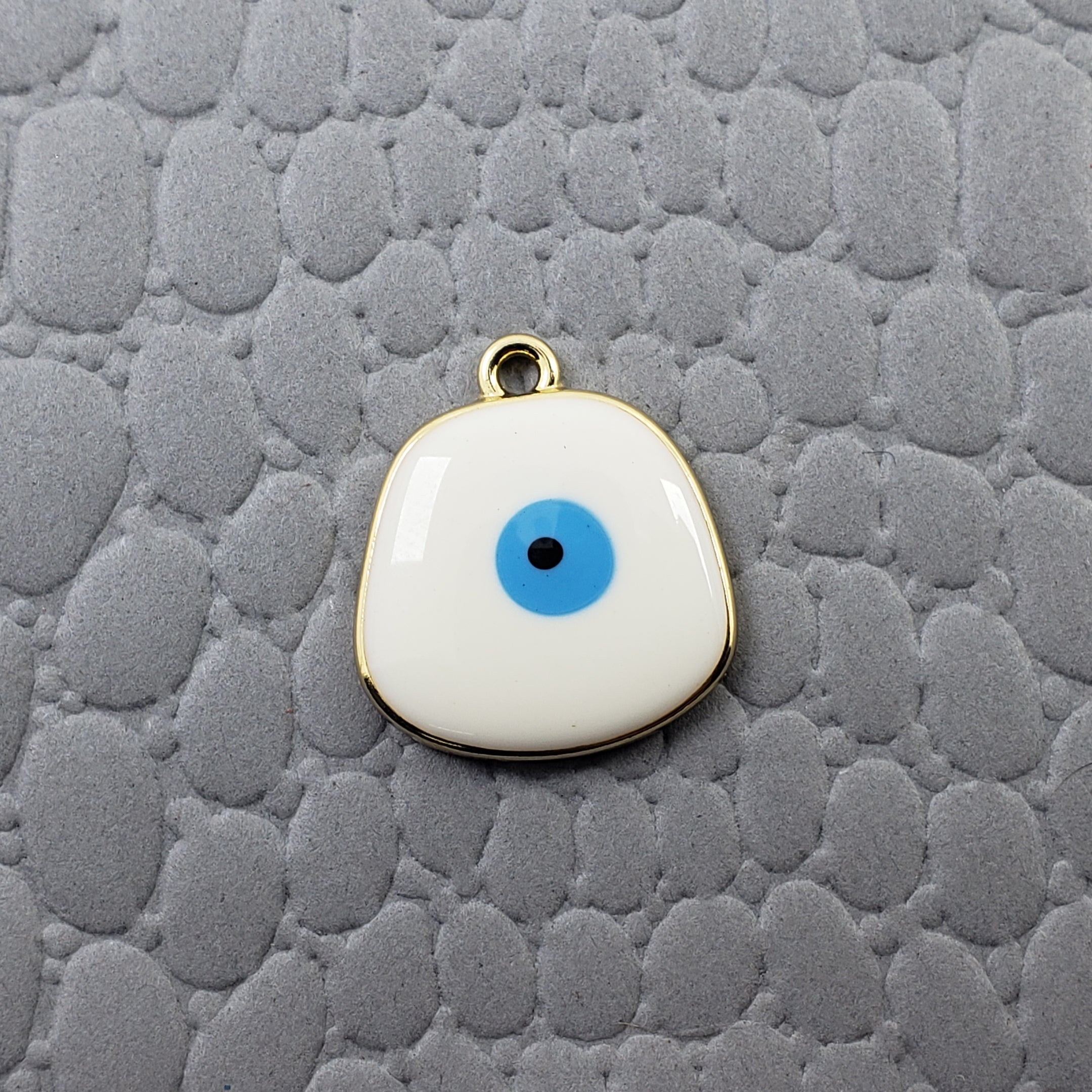 Amoeba Evil Eye White Round Enamel Pendant For Women