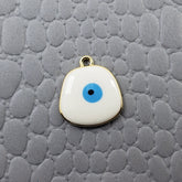 Amoeba Evil Eye White Round Enamel Pendant For Women