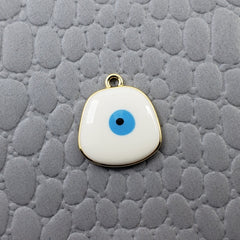 Amoeba Evil Eye White Round Enamel Pendant For Women