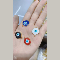 Amoeba Evil Eye White Round Enamel Pendant For Women