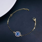 Amoeba Evil Eye Gold Blue Enamel Dangler Drop Earring Pair Women